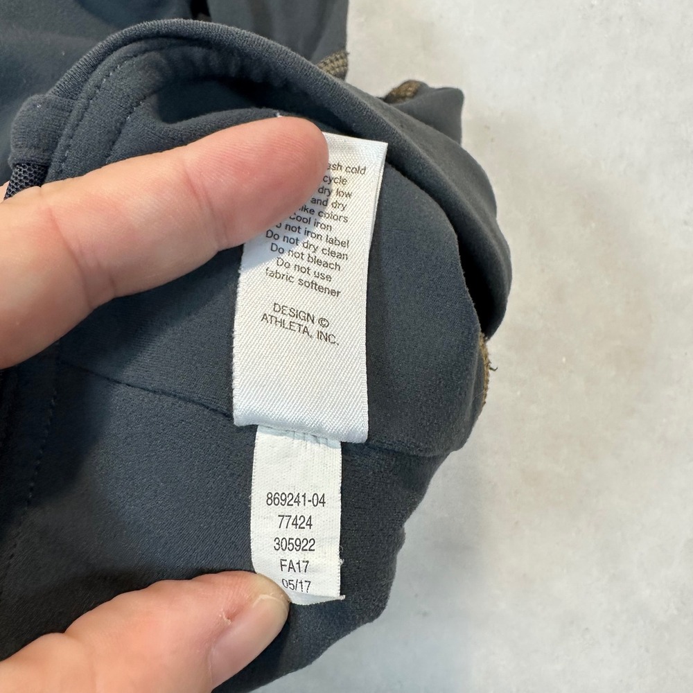 Athleta High Rise Mesh Ladder Cutout Leggings Gray Gold Stitch XS 869241-04 FA17 - Picture 7 of 11